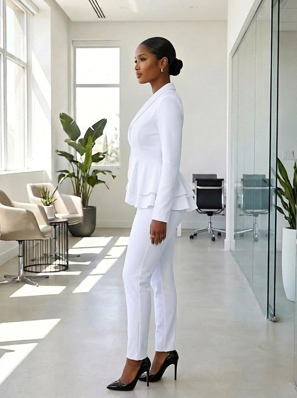 Sexy 2 Piece Outfits for Women Long Sleeve Solid Blazer with Pants Casual Elegant Business Suit Sets