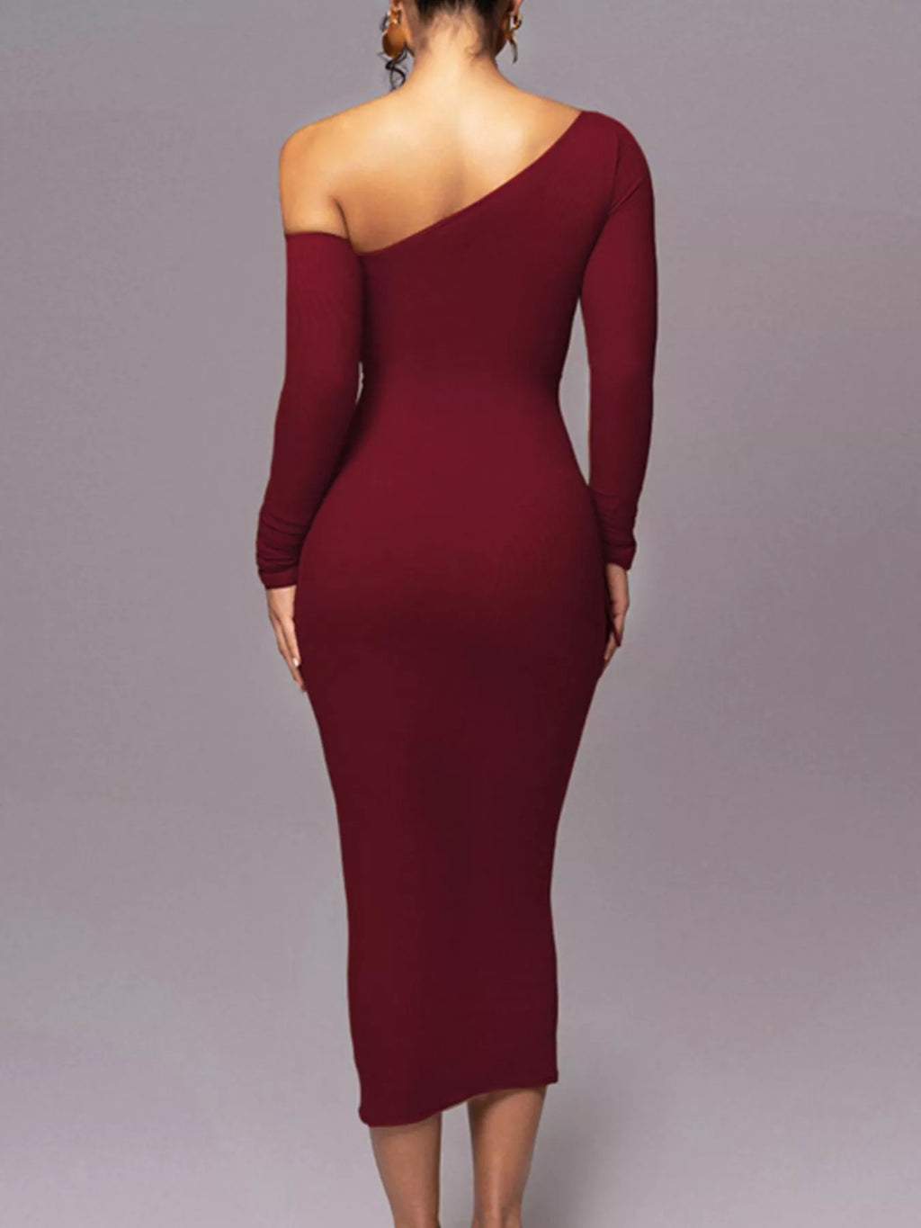 One-Shoulder Ruched Bodycon Midi Dress Shopimist