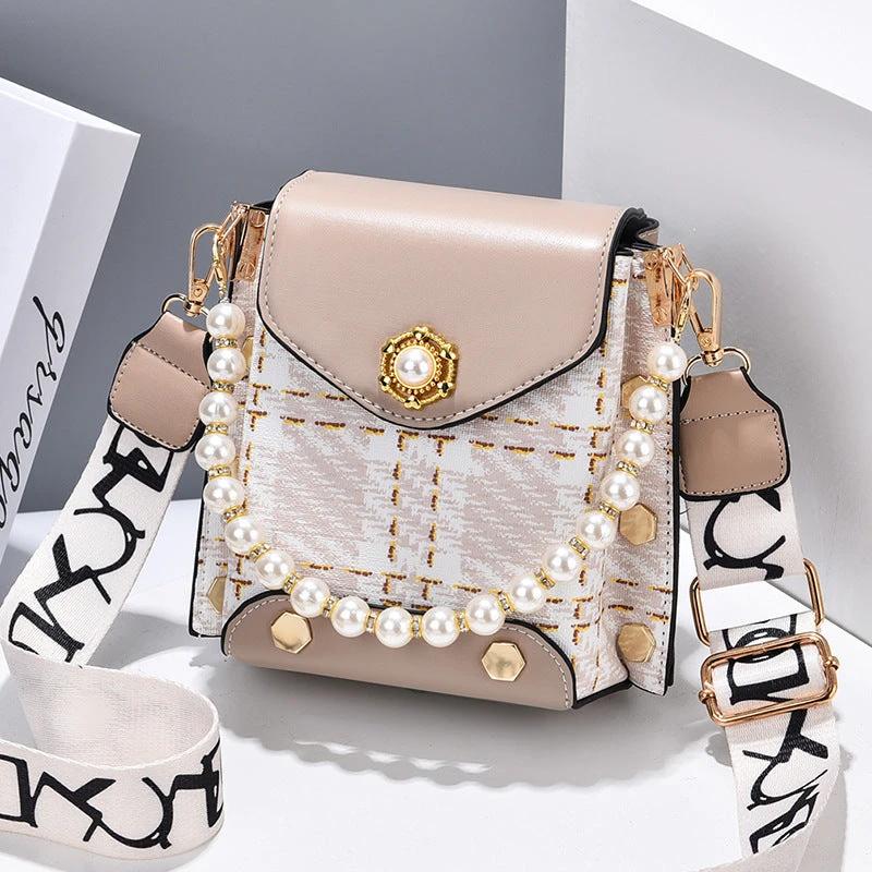 Fashion Women'S Crossbody Bag Girl'S Cute Princess Wallet Classic Shoulder Bag Summer Pearl Chain Phone Bag MANDOTOS