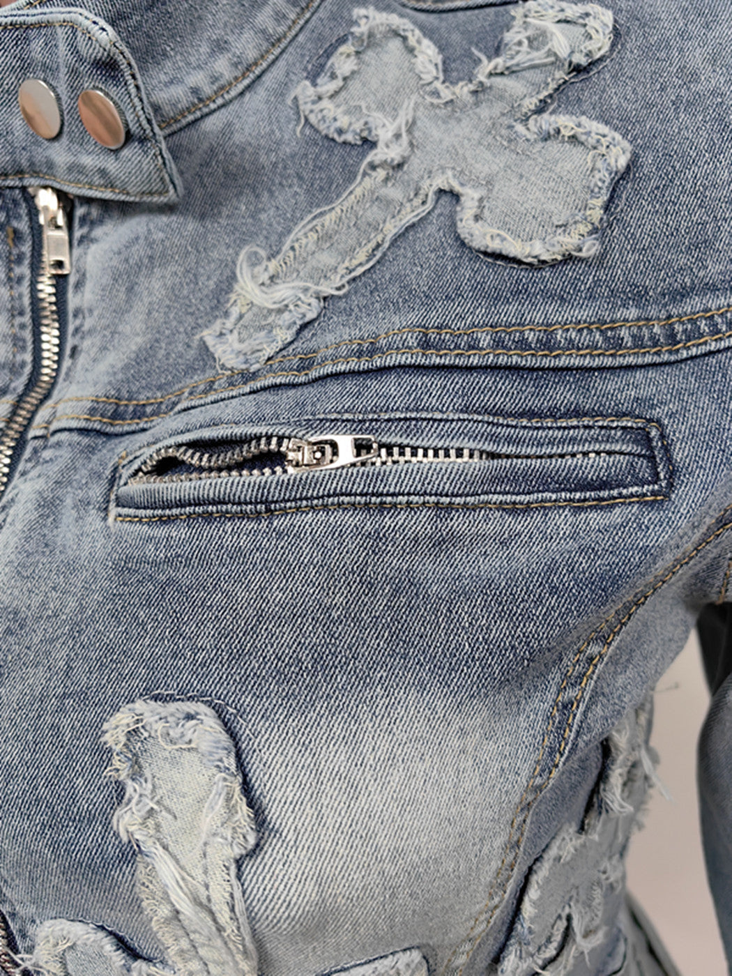 Denim Embroidered Short Skirt Jacket Suits Suit See size chart under “more details”