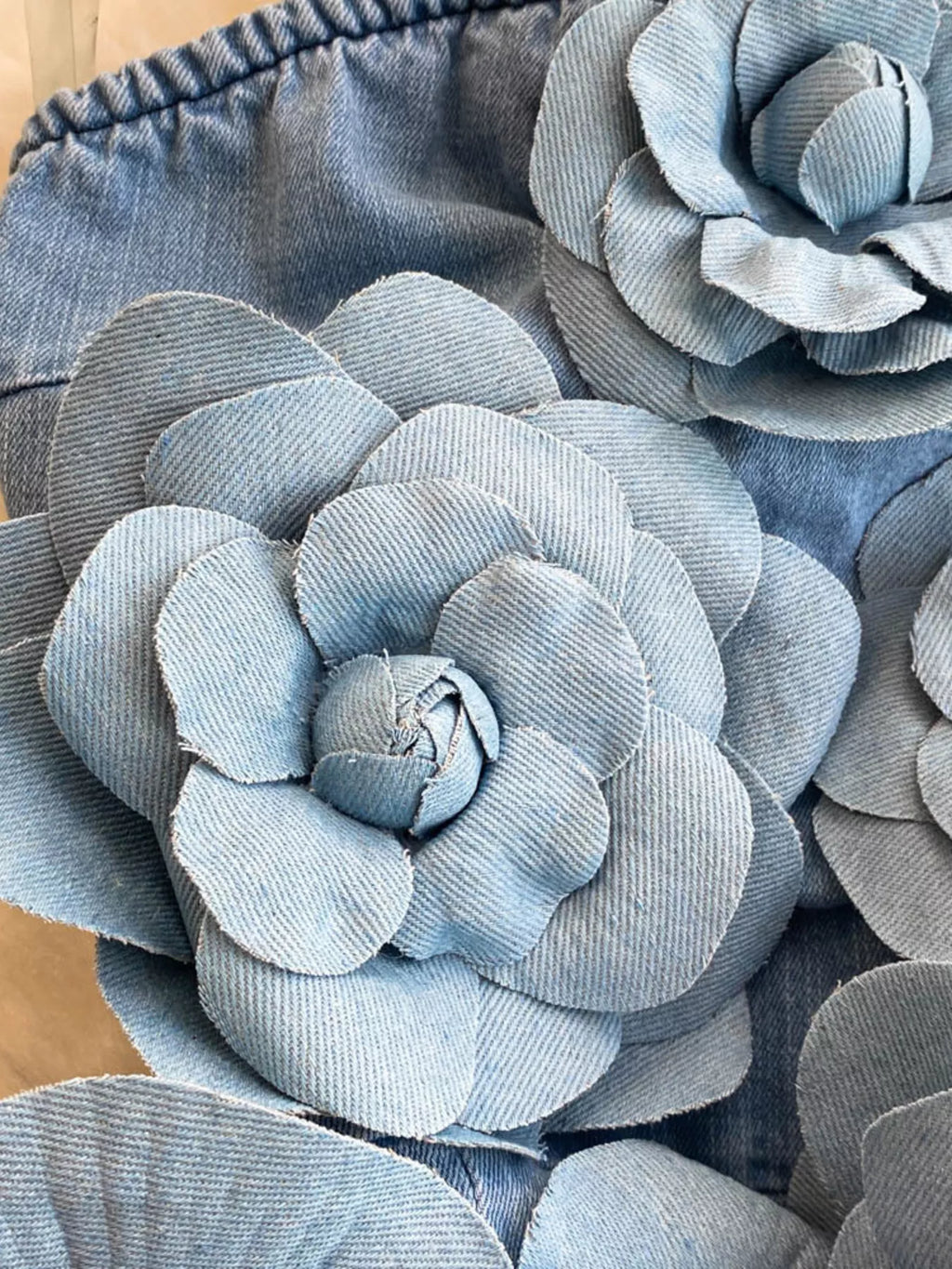 Floral Applique Strapless Denim Dress Shopimist