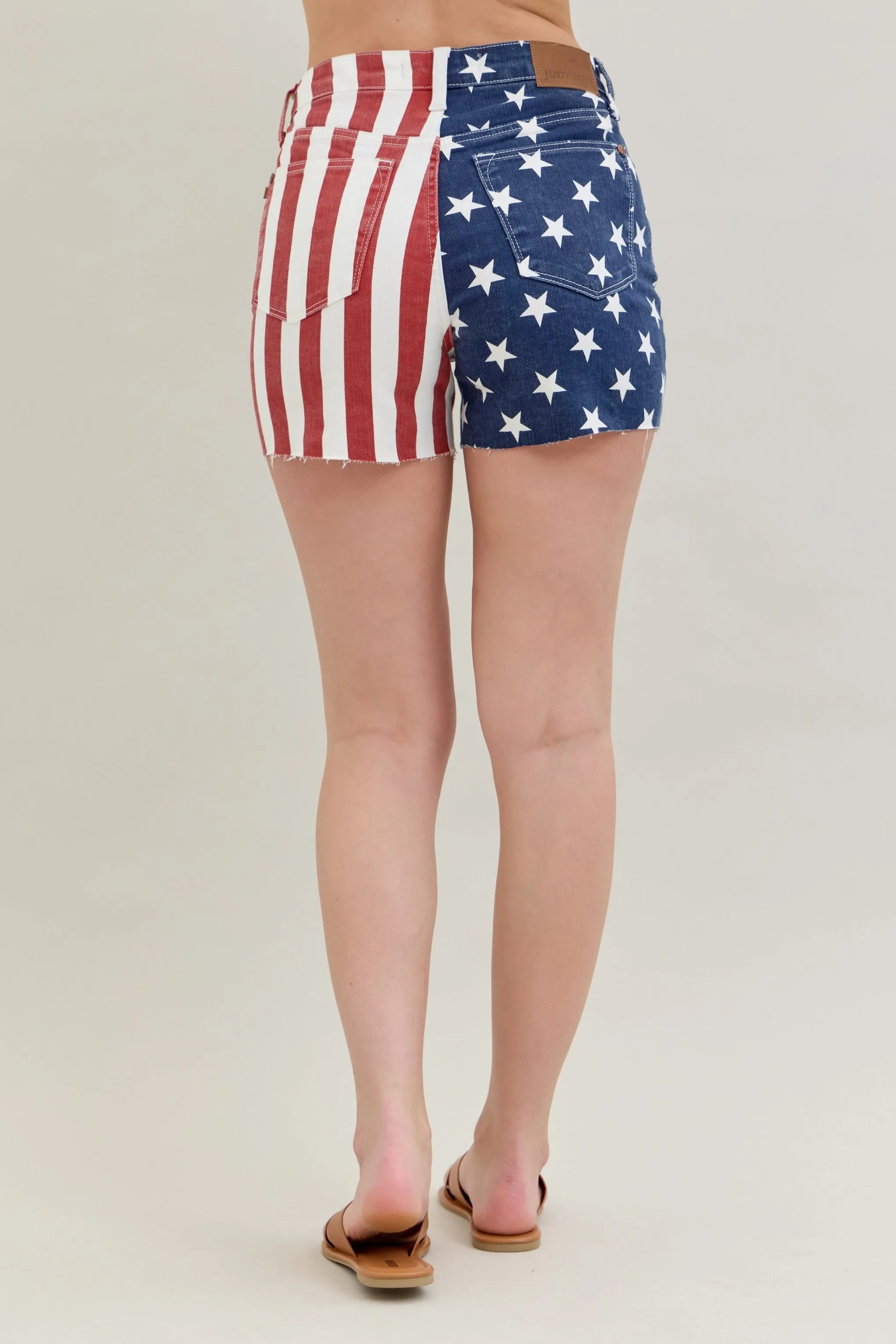 Judy Blue Full Size High Waist Americana Flag Fray Hem Shorts Plus Size Creative Chaos Boutique