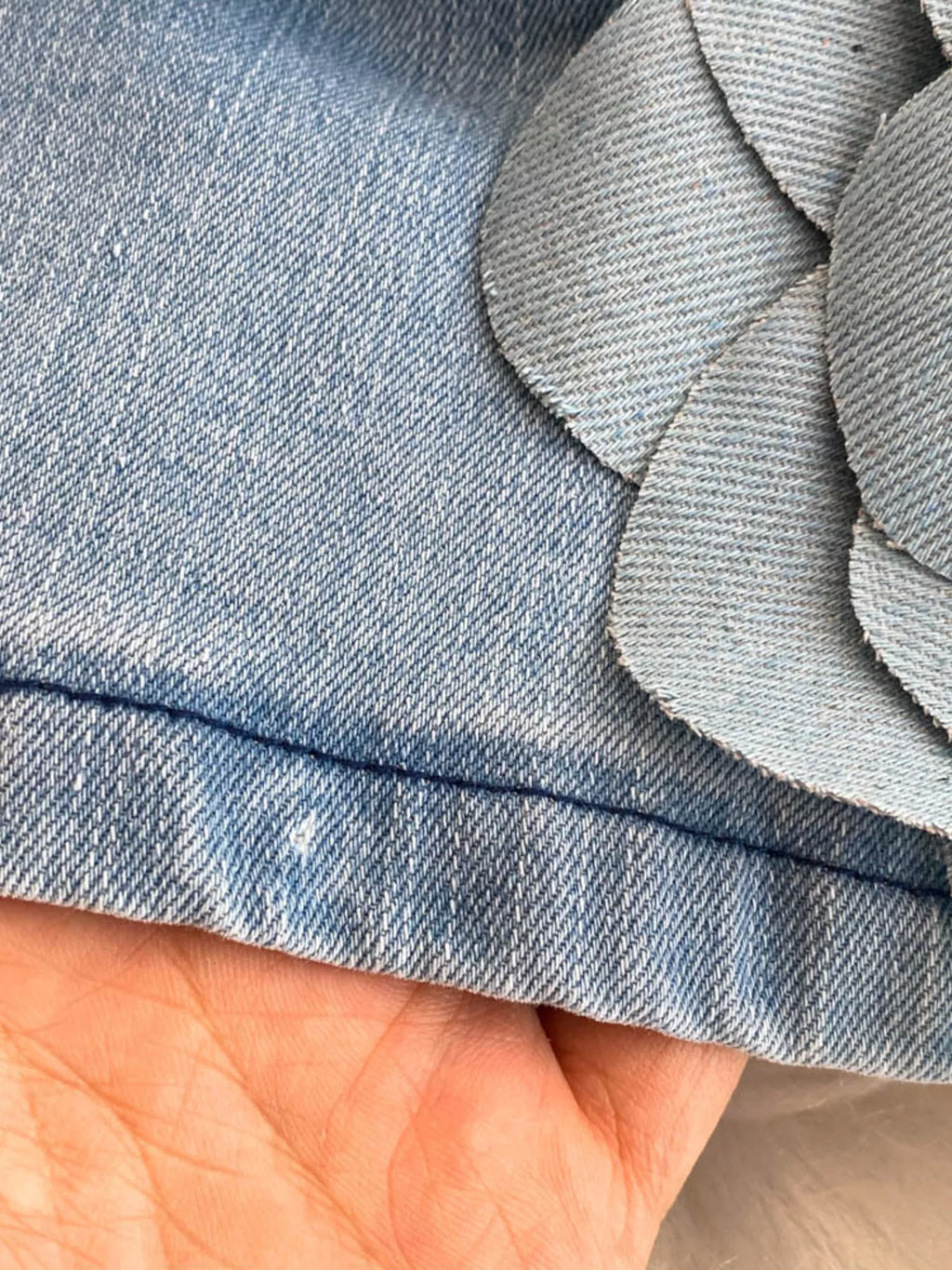 Floral Applique Strapless Denim Dress Shopimist