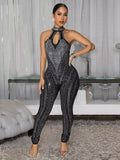 Sparkling Rhinestone Cutout Jumpsuit Shopimist