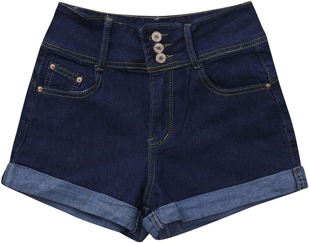 Ripped Mid Rise Shorts Frayed Raw Hem Pockets Denim Jeans Shorts(Navy,Xxxl)