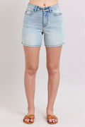 Judy Blue Plus Size Denim Shorts With Pockets 2 Button Closure Durable Comfort For Women
