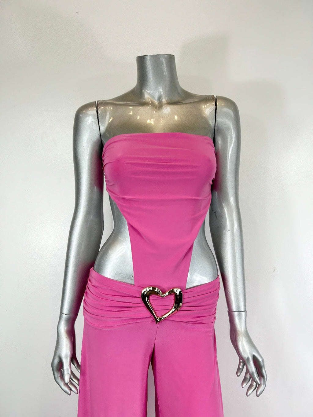 Side Cutouts Gold Heart-shaped Wide-leg Jumpsuit OyeraCharisma