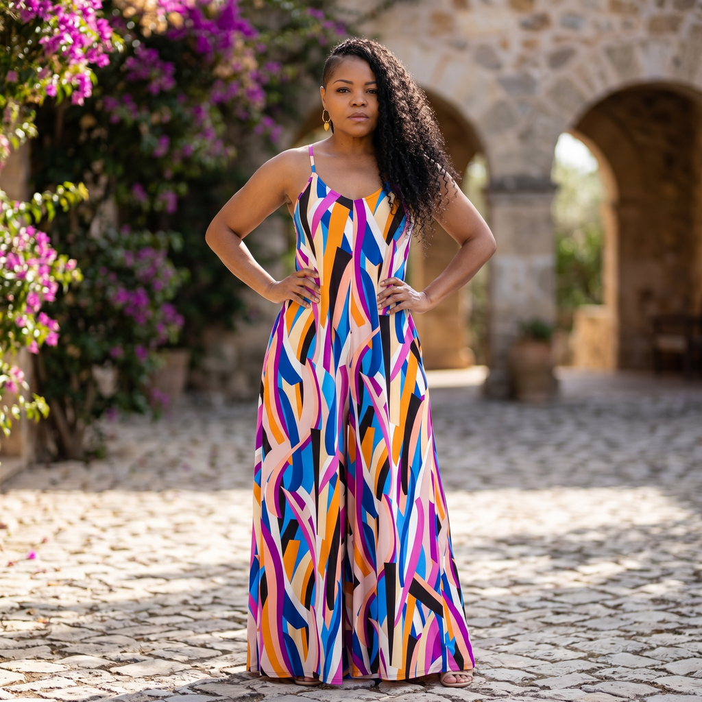 Women's Splash Of Color Wide leg Jumpsuit With Pockets Fabulously Dressed Boutique