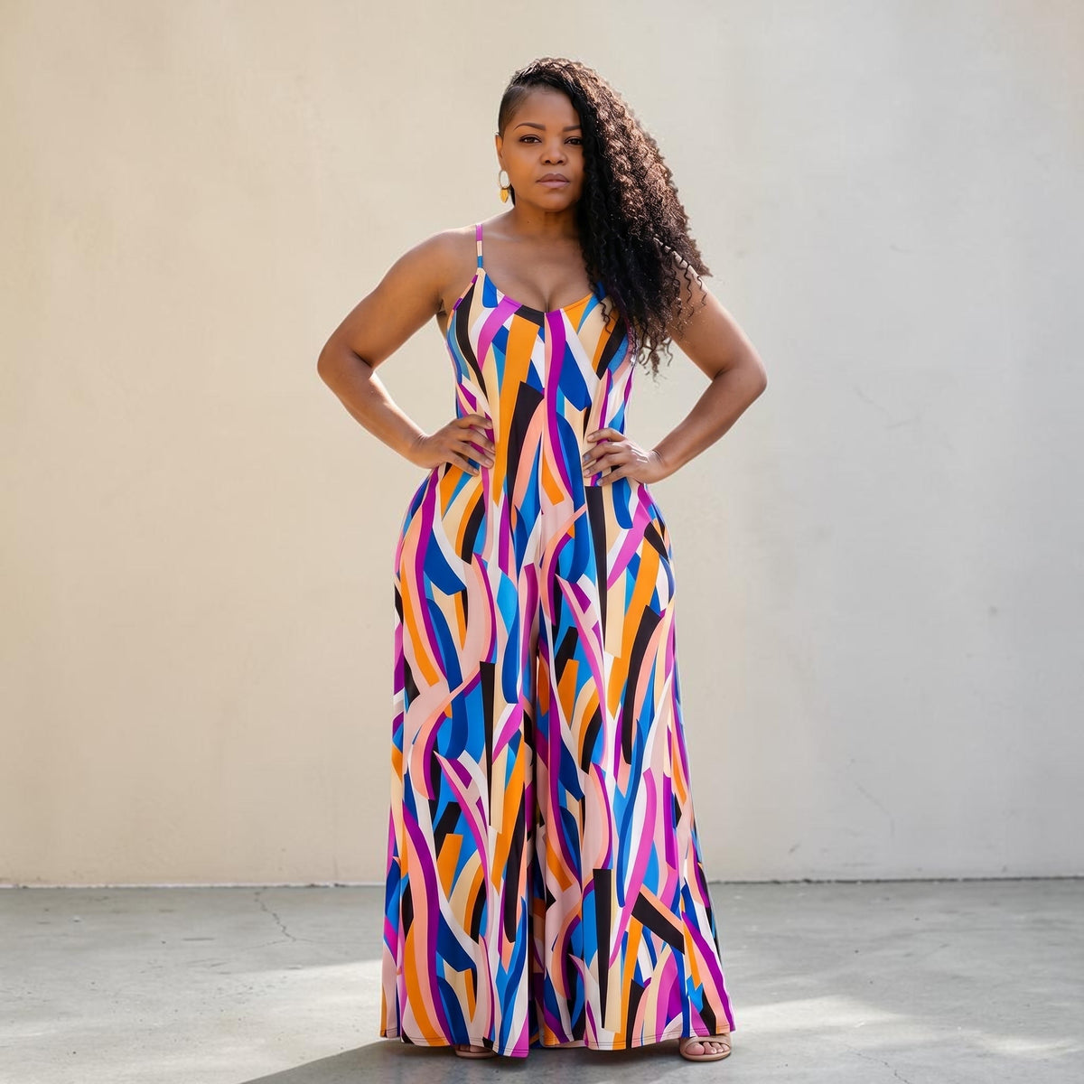 Women's Splash Of Color Wide leg Jumpsuit With Pockets Fabulously Dressed Boutique