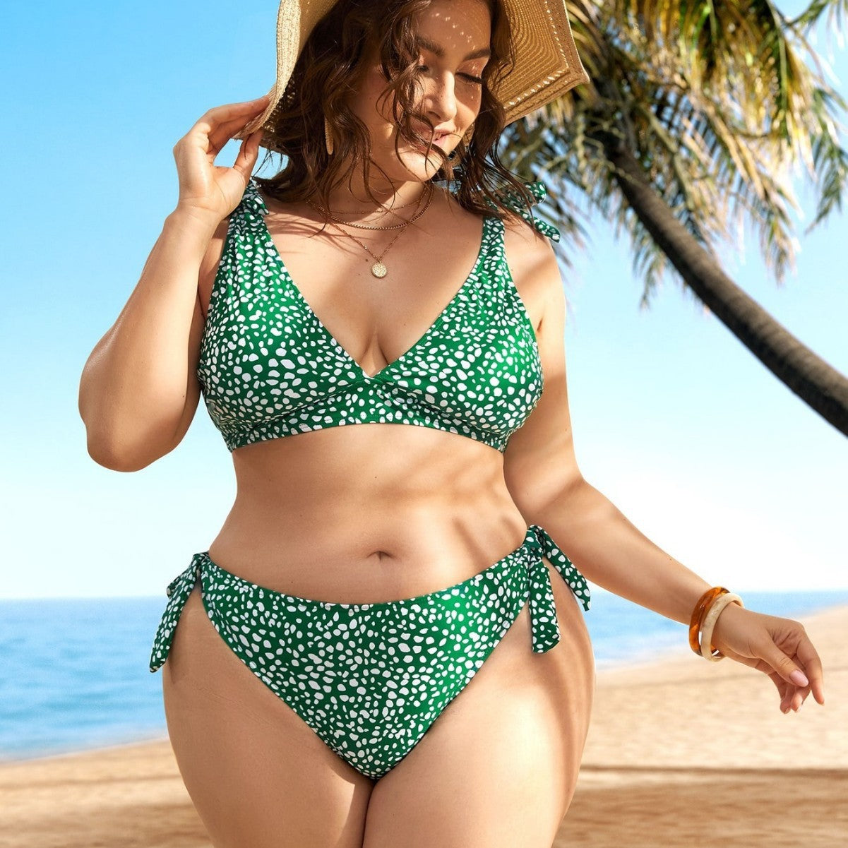Striped Plus Size Women 2 Pieces Bikini Women's Plus Size Bathing Suits Two Piece High Cut Bikini Sets Waist Swimsuits Swimwear Large Size Swimsuit Off Shoulder High Waist Bathing Suit High Cut Swimwear