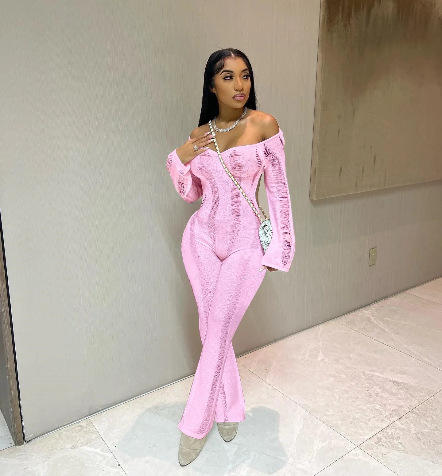 Crochet One-Piece Bodycon Romper