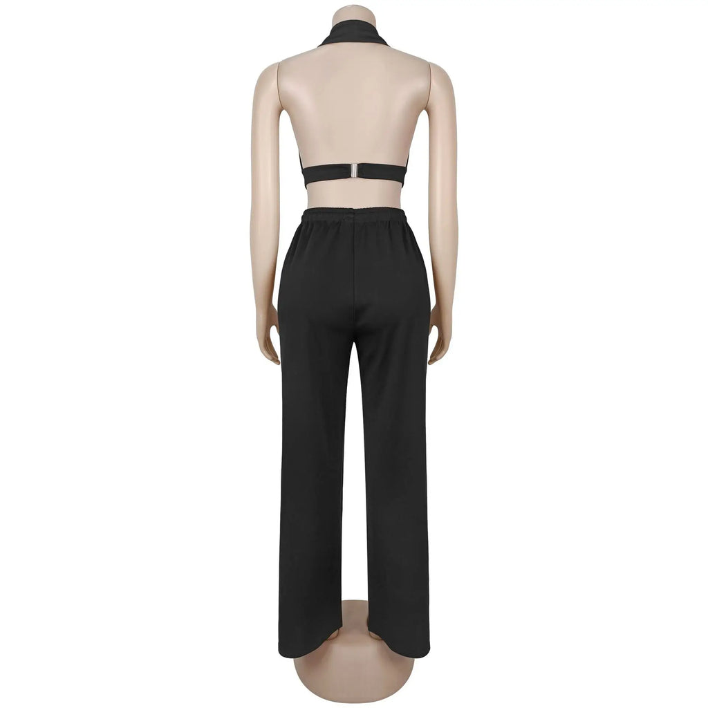 Hole Loose Pants Two-Piece Set