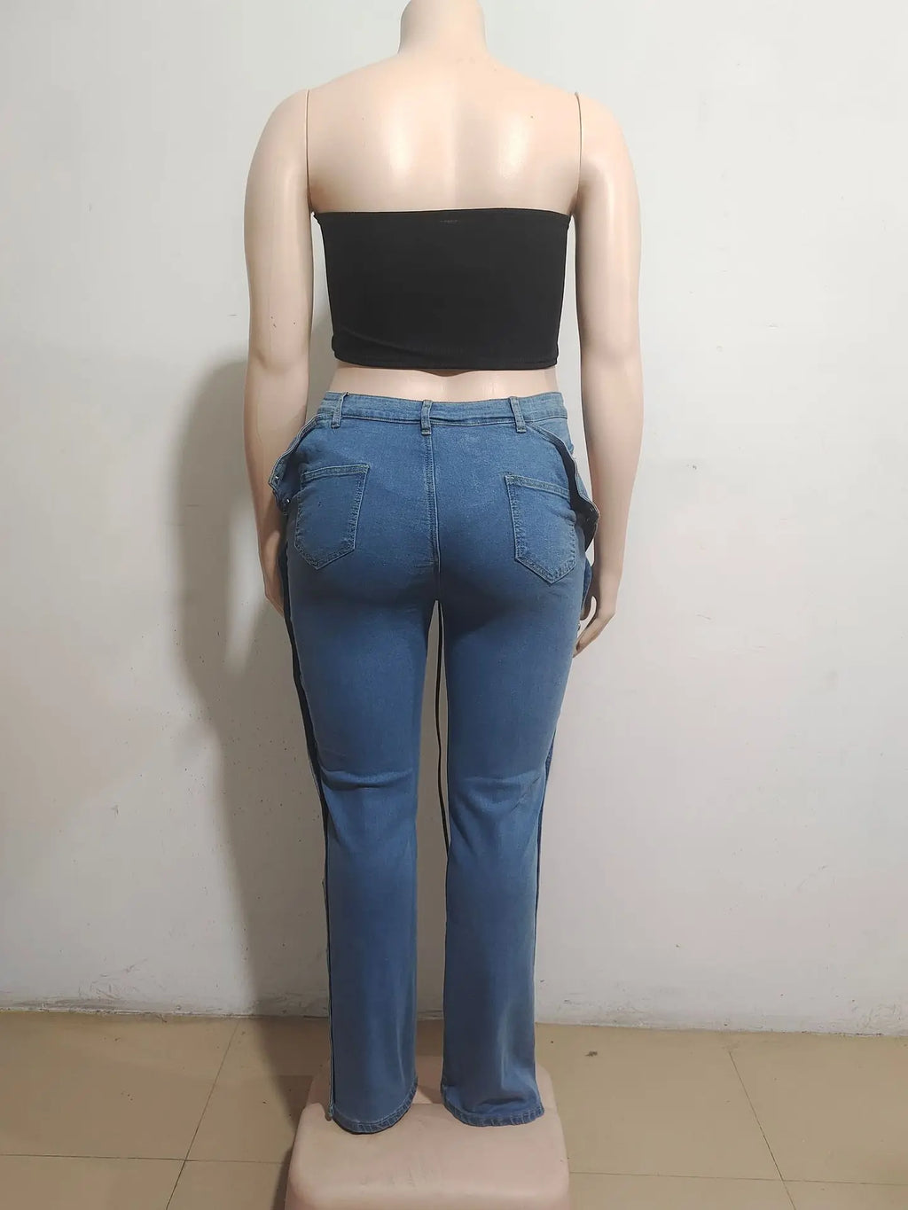 Denim Cargo Wide-Leg Jeans