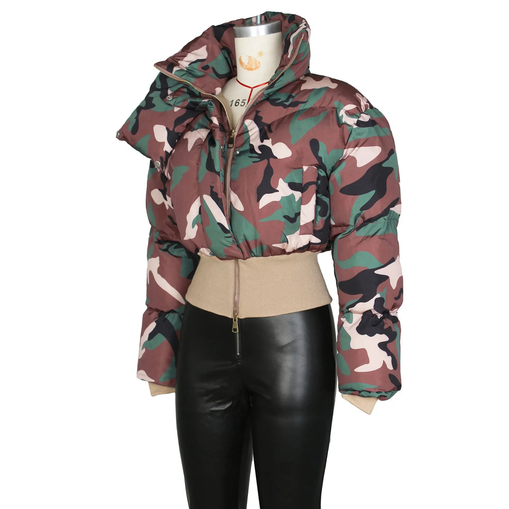 Bubble Puffer Coats Ruffle Jacket