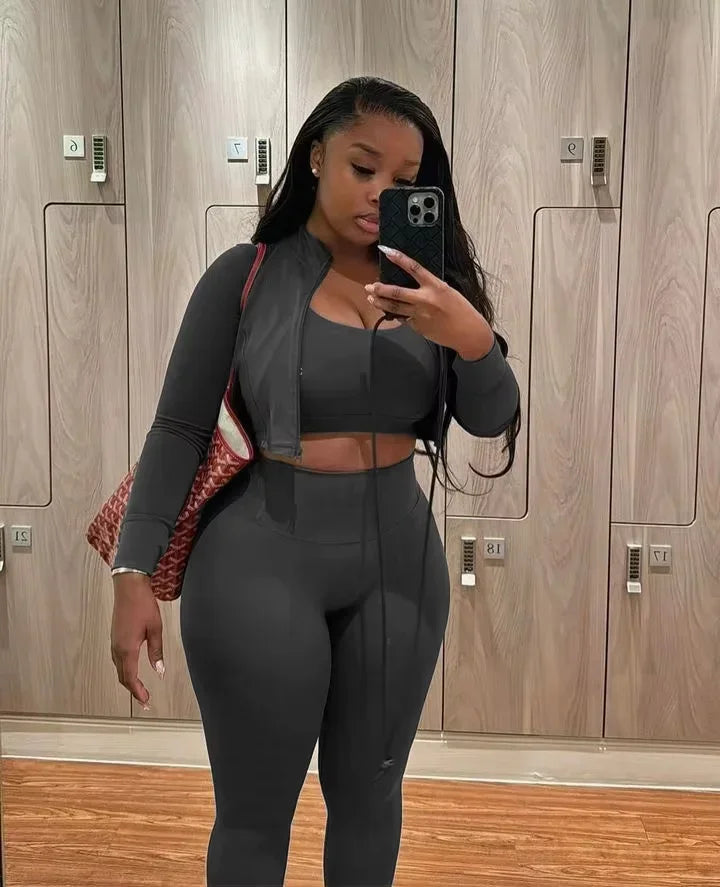 3-Piece Fashion Stretchy Tracksuit Set