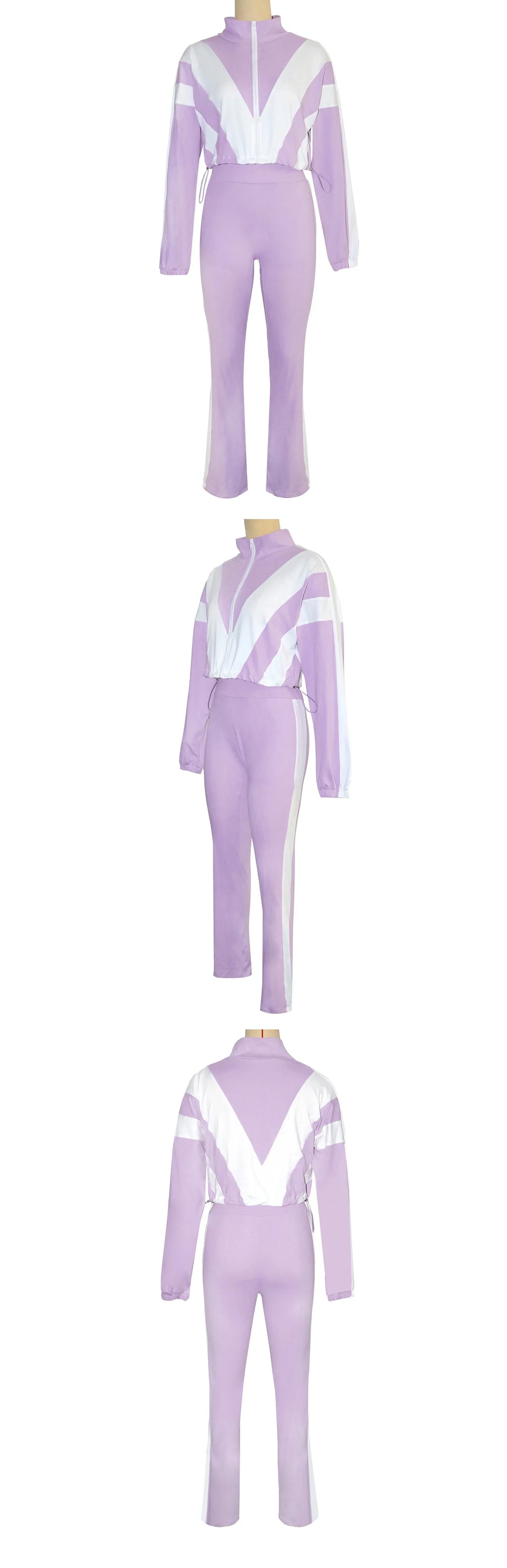 Color Block Pants Tracksuit Set