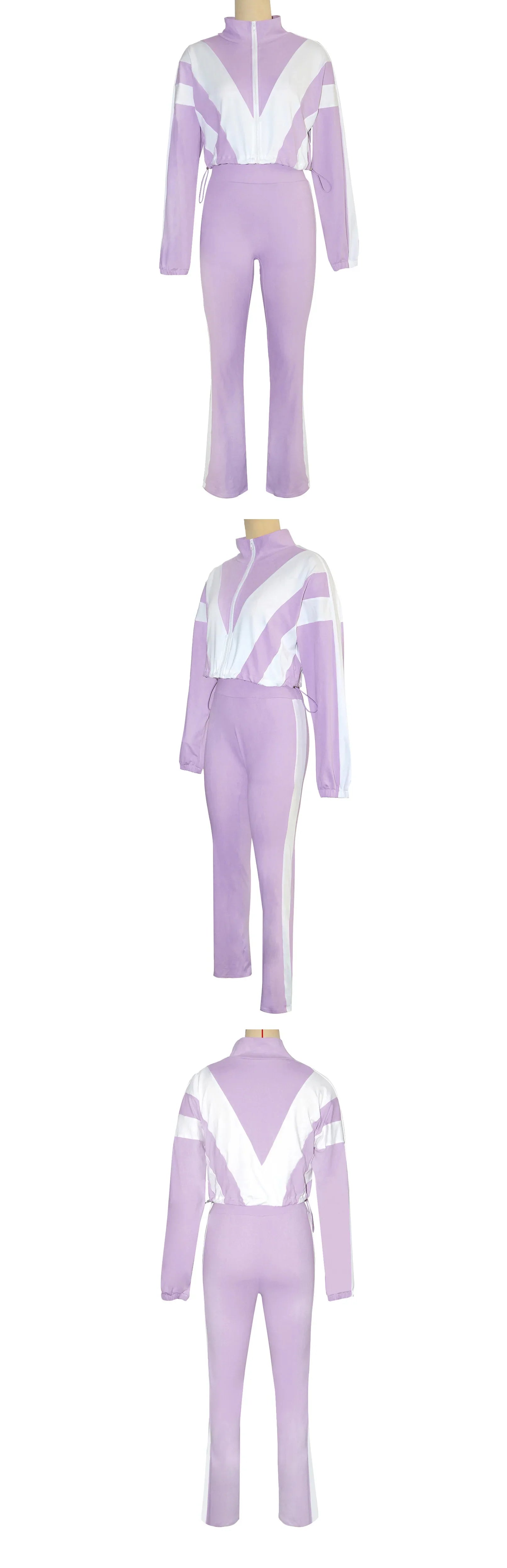 Color Block Pants Tracksuit Set