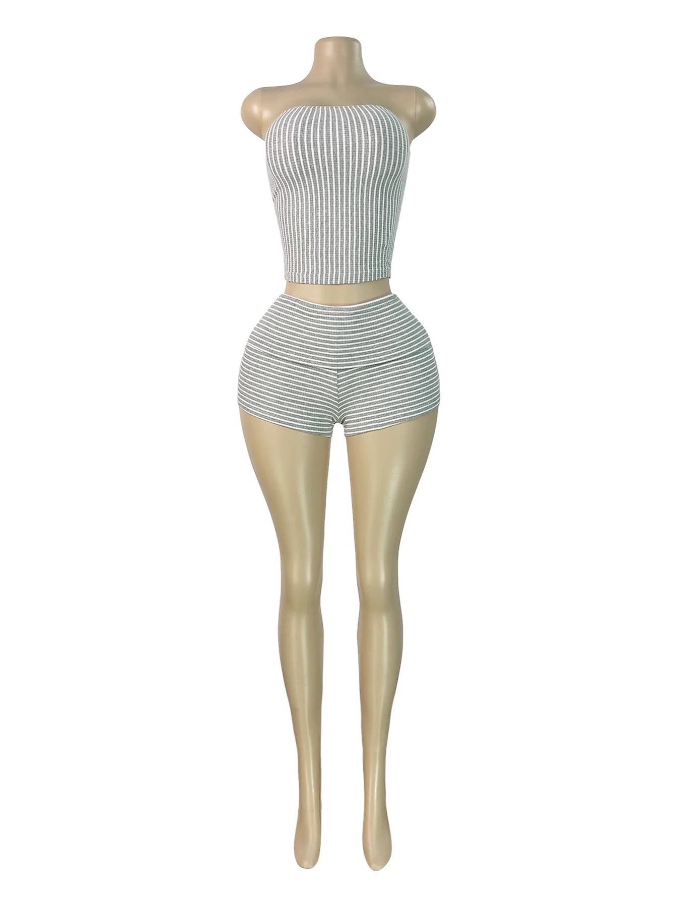 Striped Pattern Shorts Set