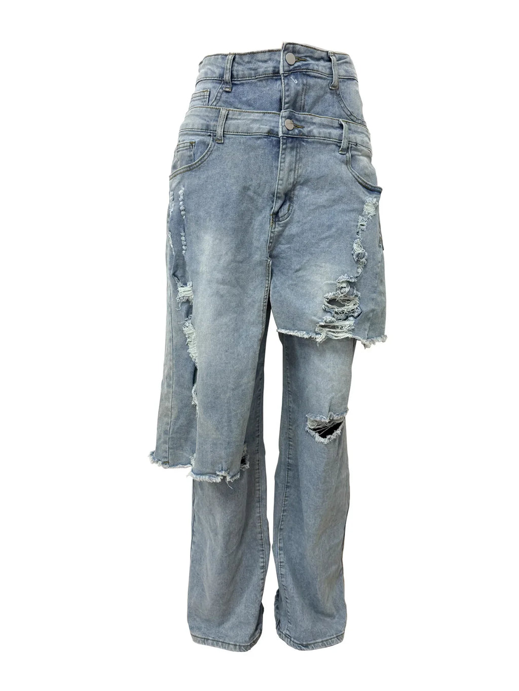 Irregular Pocket Patchwork Jeans