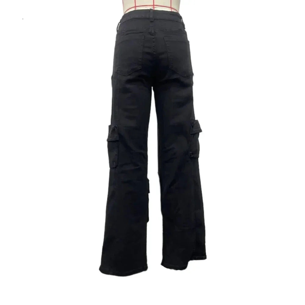 Tina Retro Rhinestone Cargo Pocket Jeans