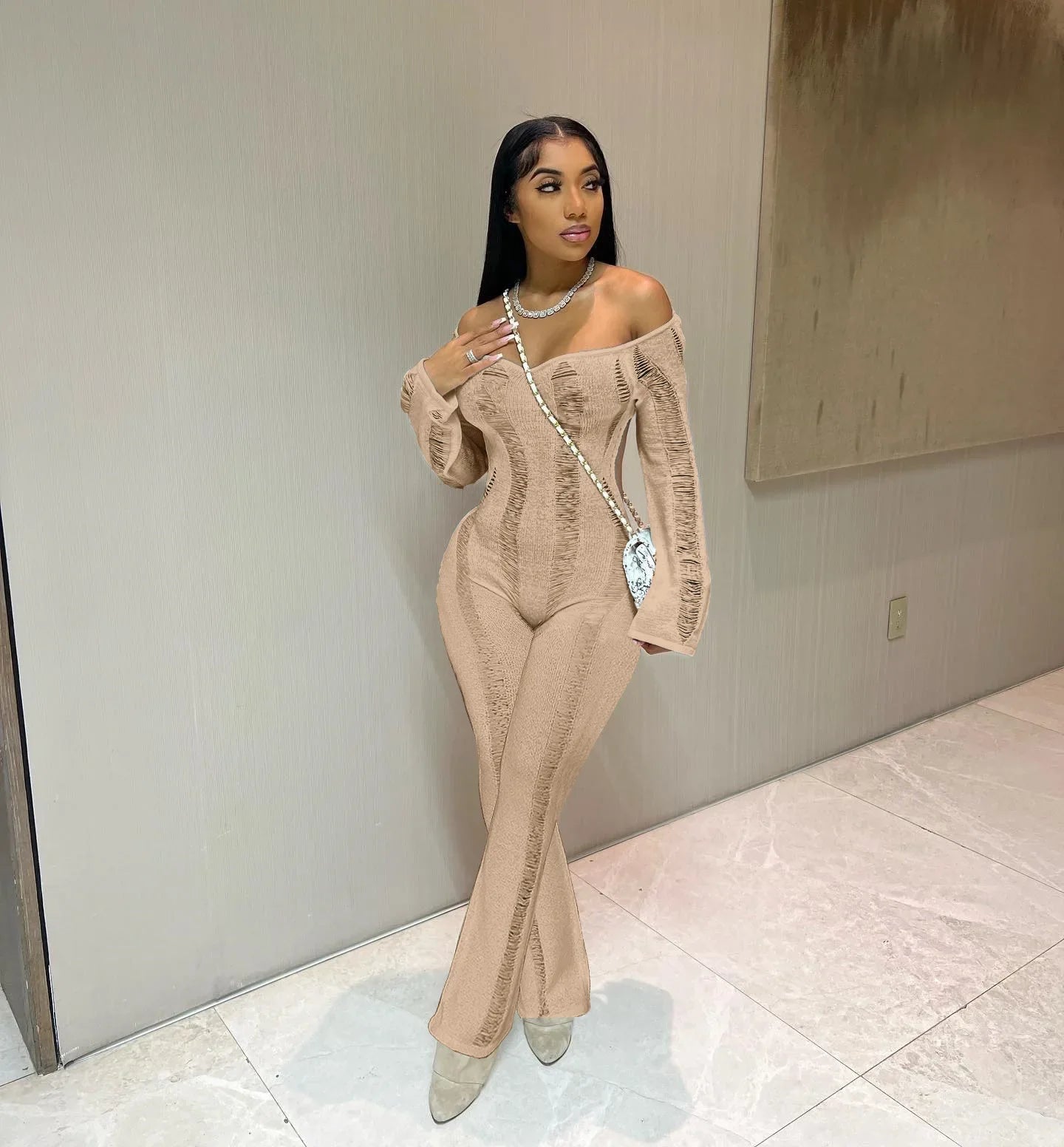 Crochet One-Piece Bodycon Romper