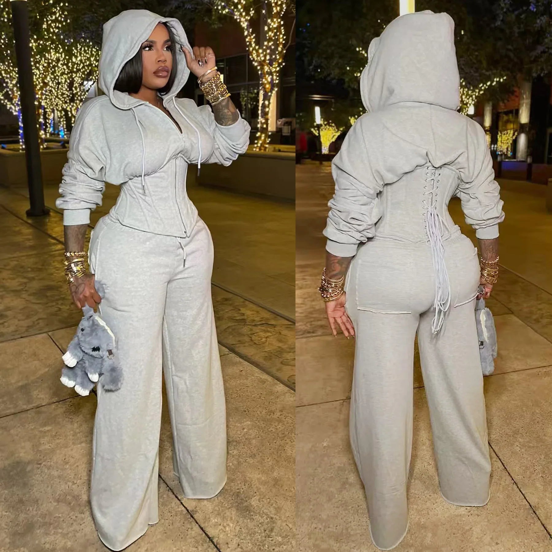 Hoodie Sweatsuit Pants Set