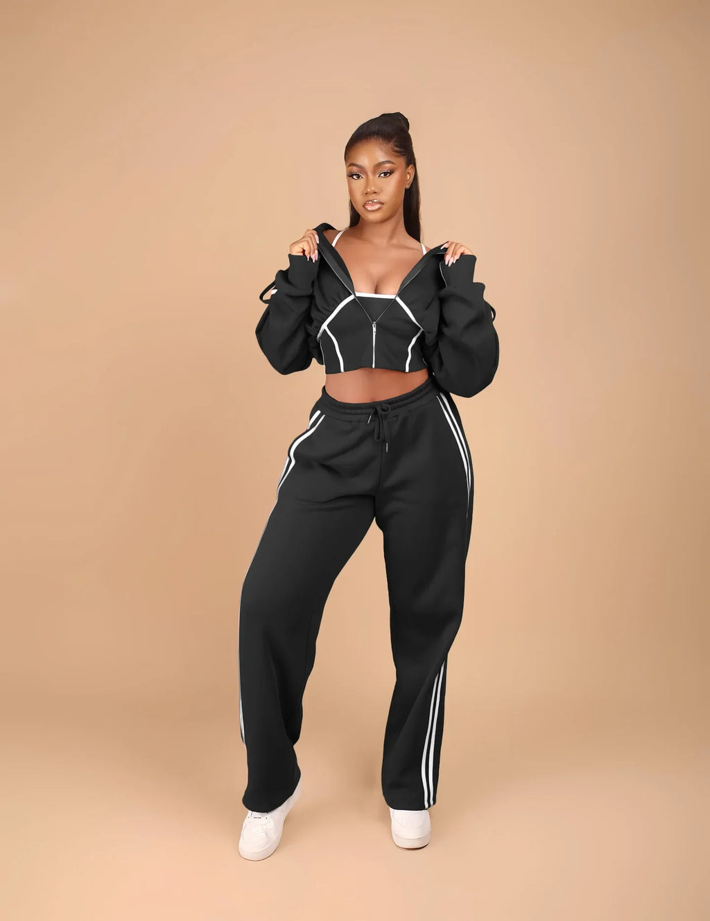 Striped Crop Pants Set