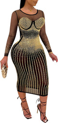 Sexy Elegant Rhinestone Party Club Night Formal Dress for Women