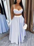 Striped Lace Trim Cami and Skirt Two-Piece Set Shopimist