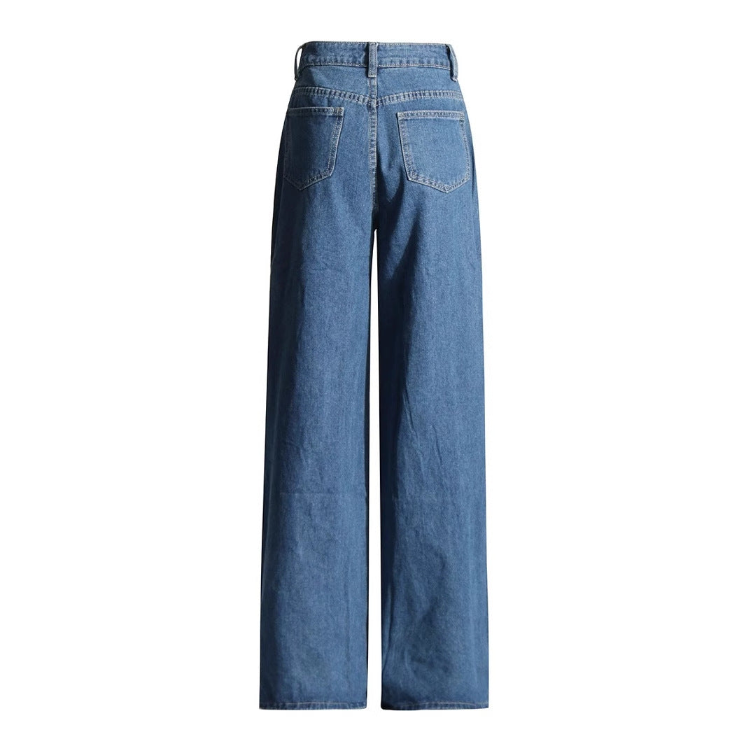 High Waist Hollowed Heart Shape Wide Leg Jeans FLIPSTYLEZLLC