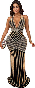Women'S Sexy Rhinestone Mesh See through Party Night Prom Dress