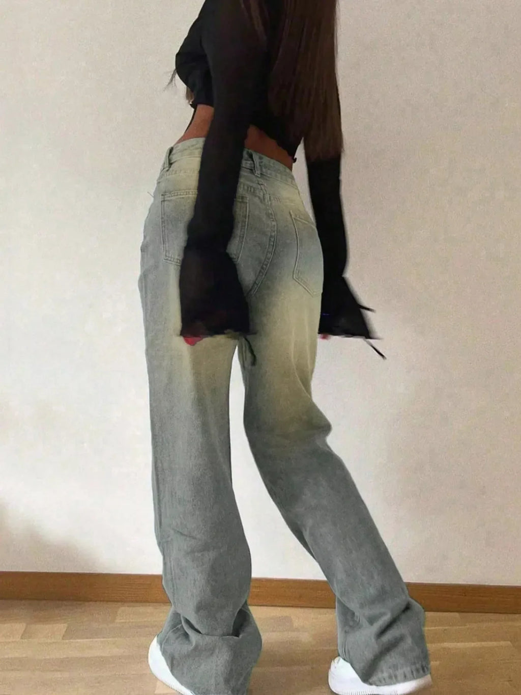 Vintage Wash Wide-Leg Jeans Shopimist