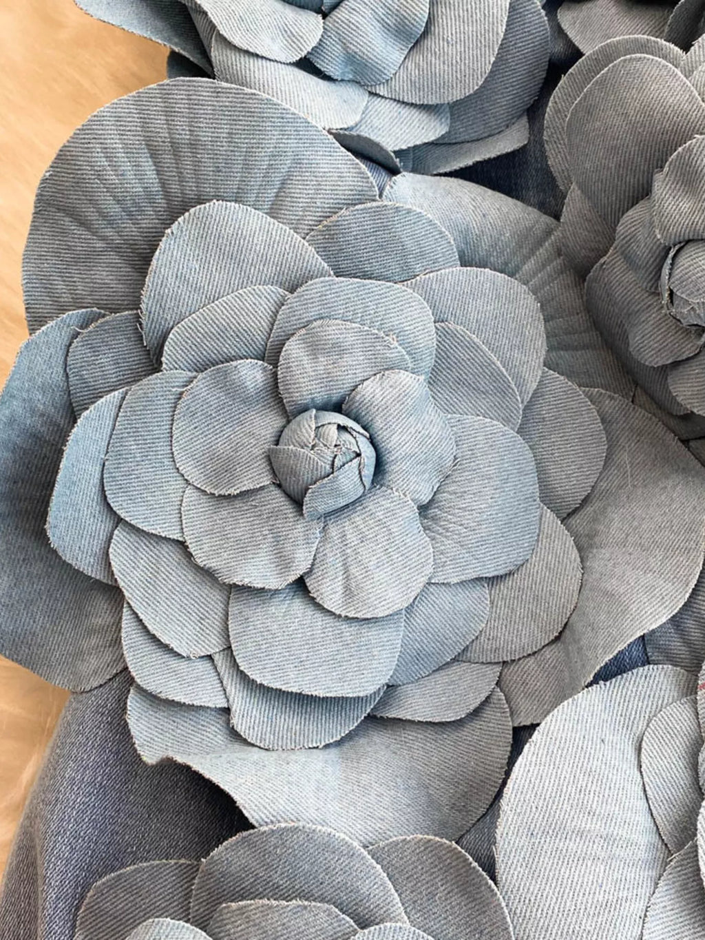 Floral Applique Strapless Denim Dress Shopimist