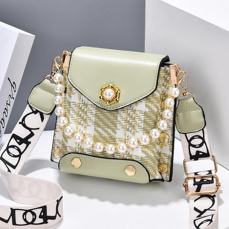 Fashion Women'S Crossbody Bag Girl'S Cute Princess Wallet Classic Shoulder Bag Summer Pearl Chain Phone Bag MANDOTOS