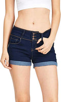 Ripped Mid Rise Shorts Frayed Raw Hem Pockets Denim Jeans Shorts(Navy,Xxxl)