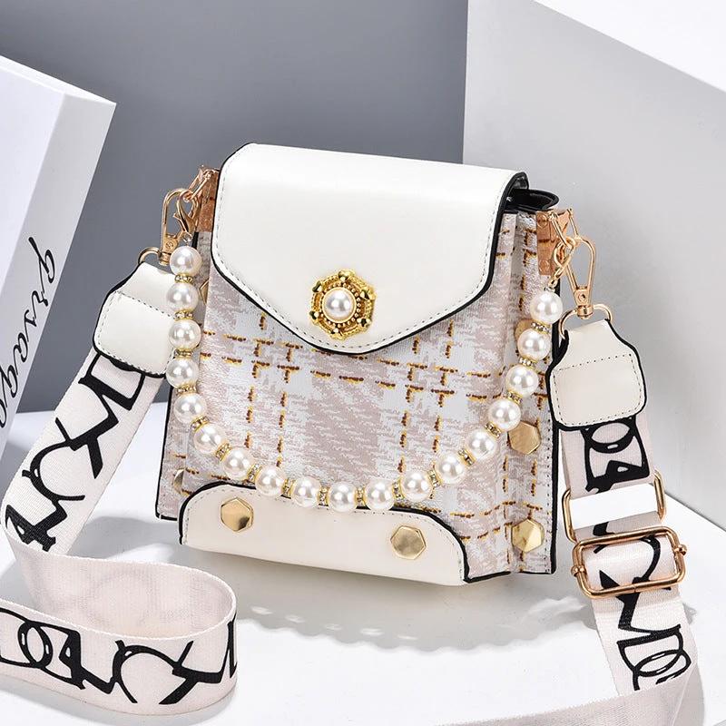 Fashion Women'S Crossbody Bag Girl'S Cute Princess Wallet Classic Shoulder Bag Summer Pearl Chain Phone Bag MANDOTOS