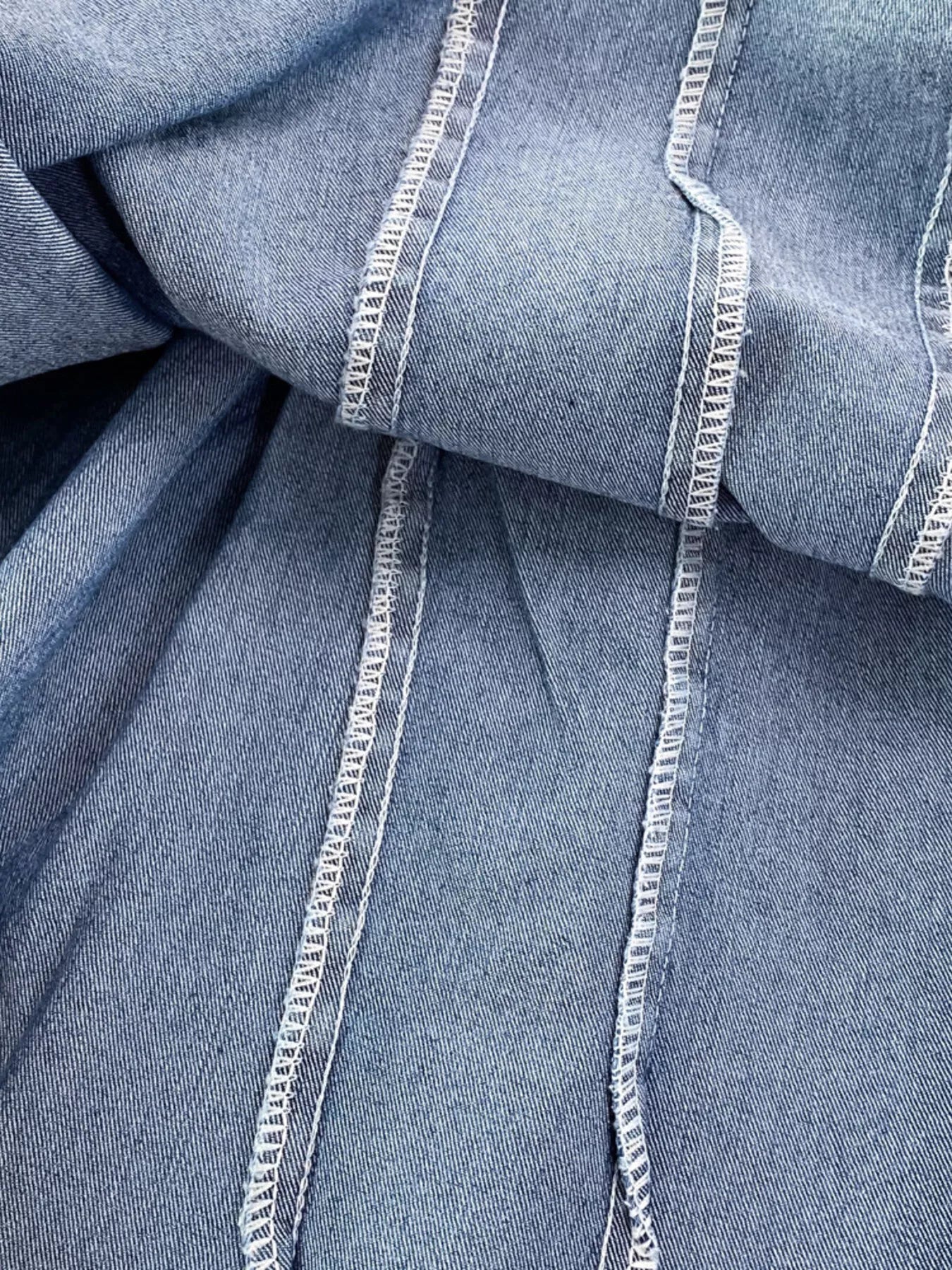Lace-Up Denim A-Line Mini Dress Shopimist