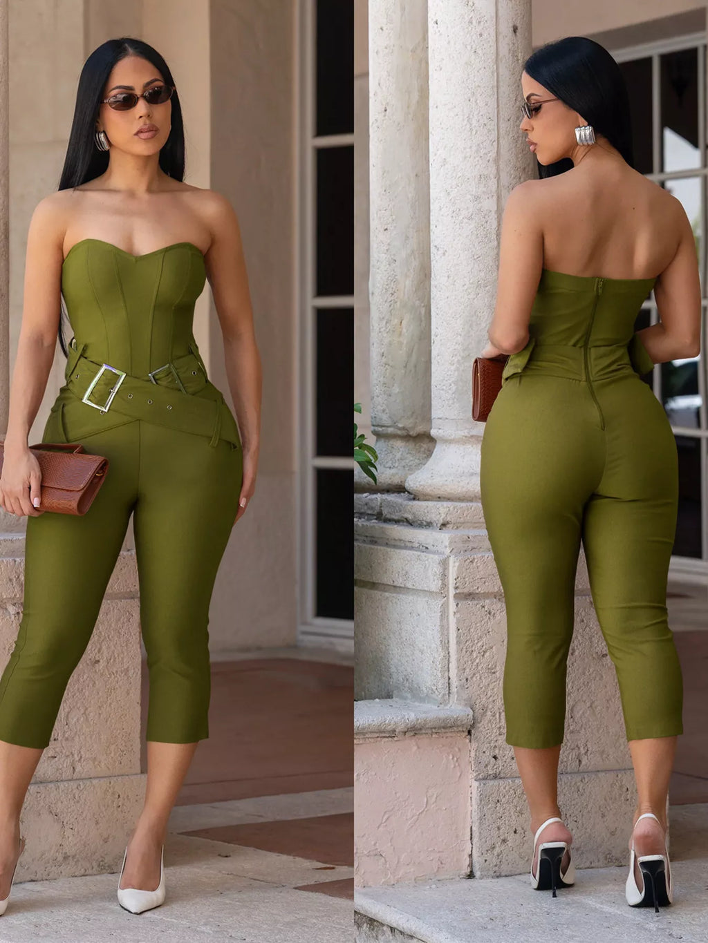 Belted Tube Skinny Jumpsuit Shopimist