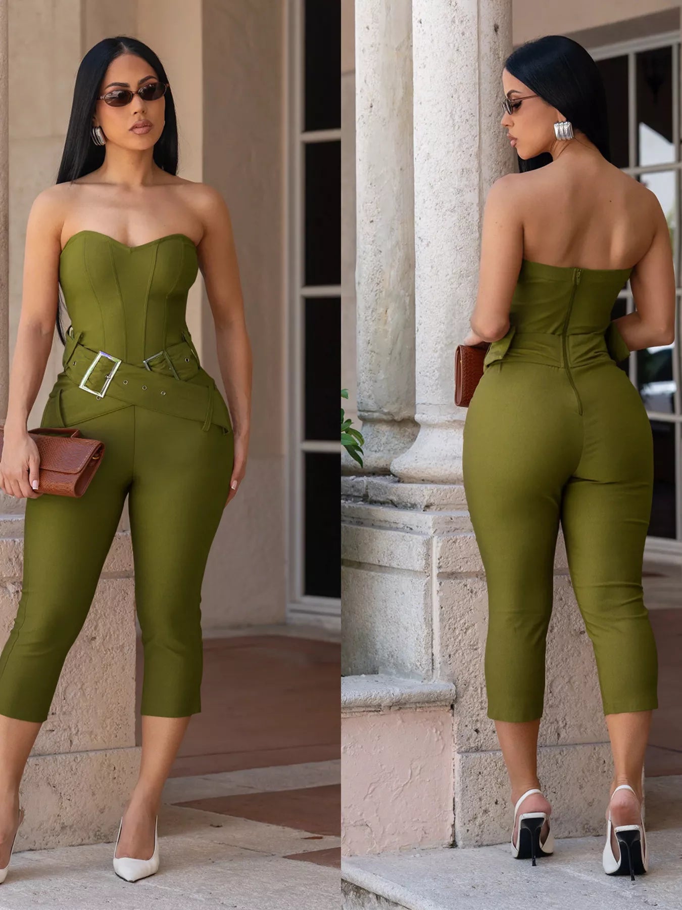 Belted Tube Skinny Jumpsuit Shopimist