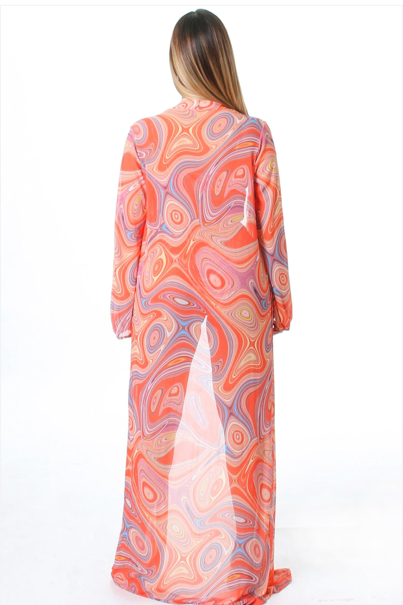 Coral Monokini & Coverup Swim Set