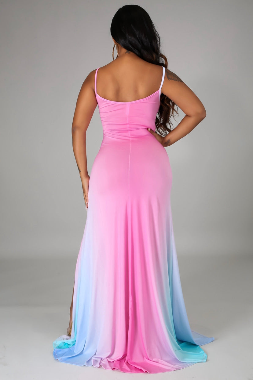 Gradient Side Slit Maxi Dress