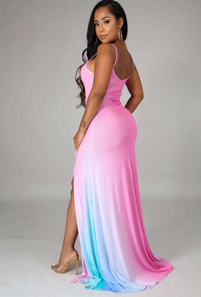 Gradient Side Slit Maxi Dress