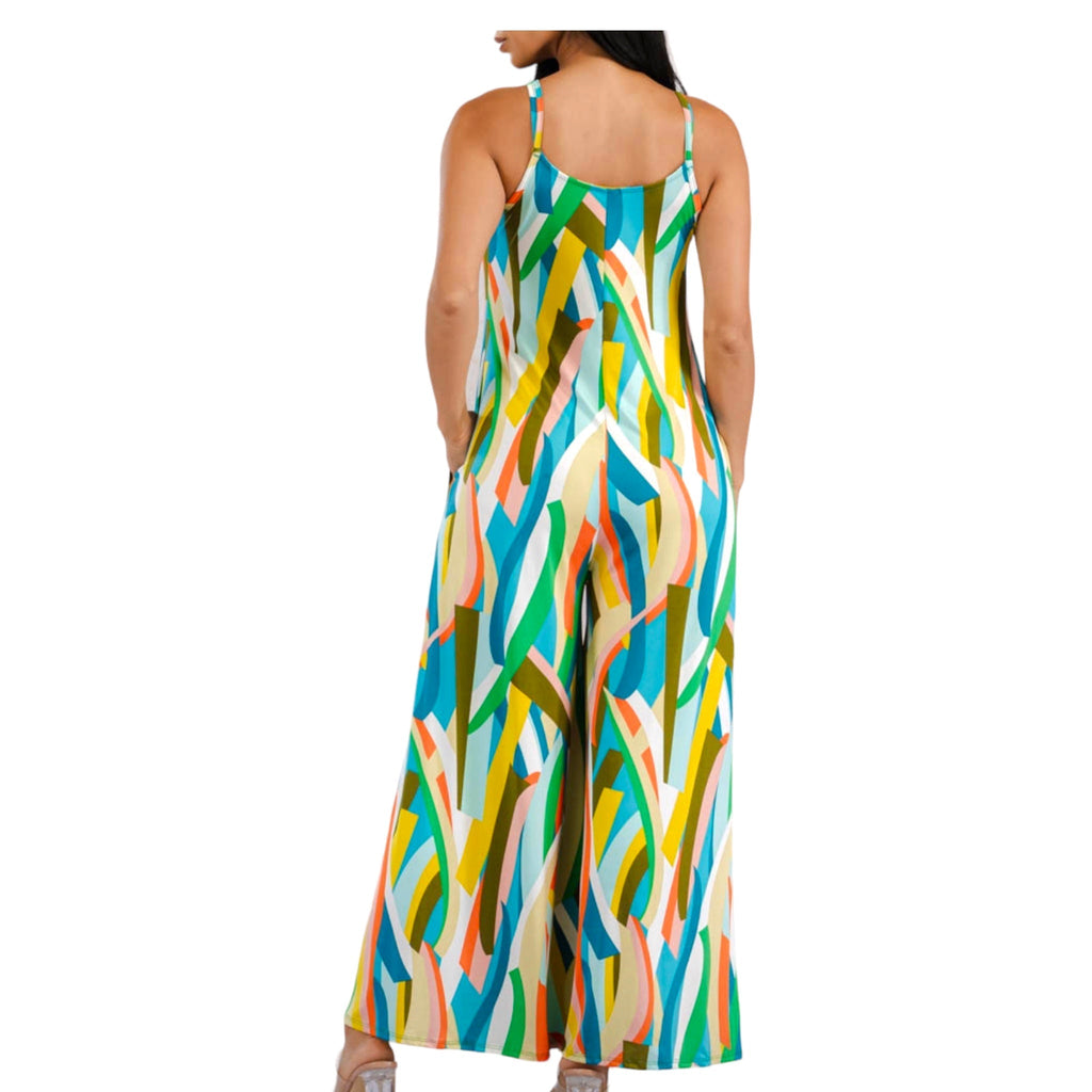 Women's Splash Of Color Wide leg Jumpsuit With Pockets Fabulously Dressed Boutique