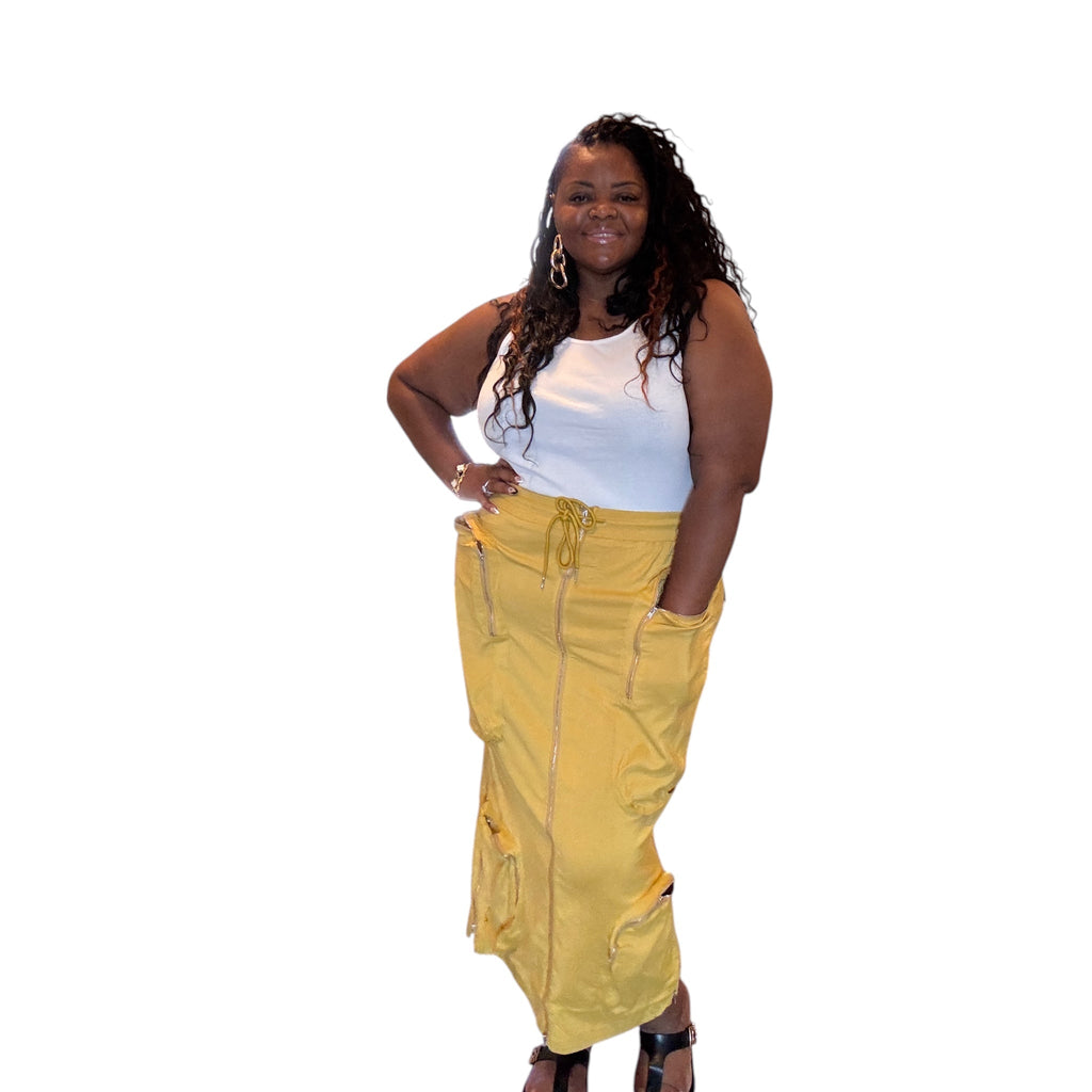 Womens Plus Size Zip Up Cargo Skirt Fabulously Dressed Boutique